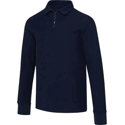 Apollo unisex polokošile s dlouhým rukávem a zipem Námořnická modrá