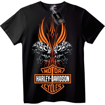 NOONEBRAND Тениска с Lebka и Пламъци на Harley-Davidson - 5XL, White