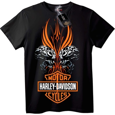 NOONEBRAND Тениска с Lebka и Пламъци на Harley-Davidson - 5XL, White