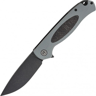 Petrified Fish PFB03 Stamp Black Stonewashed D2 Carbon Fiber With Gray G10 PFB03GADW