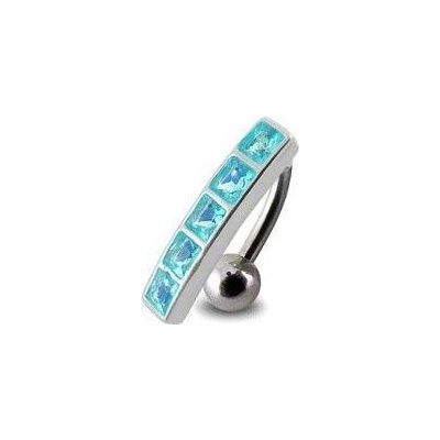 S4U Stříbrný piercing do pupíku se štítem obrácený (tyrkysová) BP01162-Q