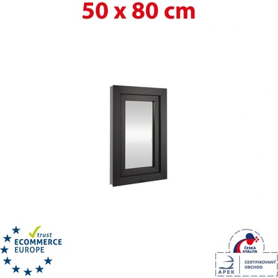 OKNA-HNED.SK Plastové okno 50x80 cm otváravé aj sklopné pravé biele / antracit