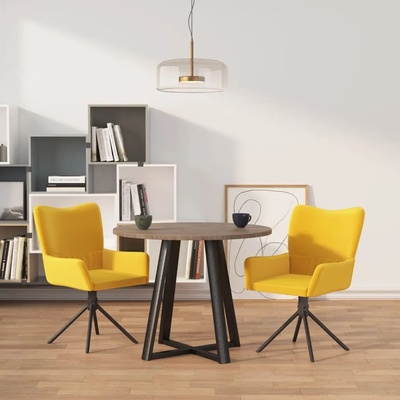 vidaXL Въртящи трапезни столове, 2 бр, жълти, кадифе (344816)