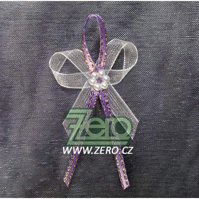 Vonička (vývazek) svatební - fialová-zlatá s perlovým květem