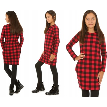 Fashionkids dievčenské karované šaty KLÁRKA červená