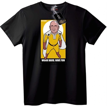 NOONEBRAND Тениска Jeff Bezos Anime: Работи Усилено, Забавлявай се - 2XL, Black