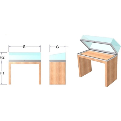 Expoint Výstavná stolová vitrína v prevedení dyha 100 x 50 x 70 x 25 cm