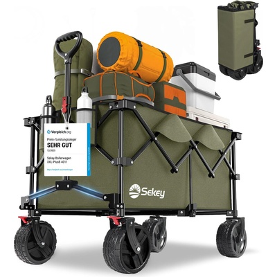 Sekey XXL Plus handcart foldable with brakes 200L 200KG load capacity, extra wide tires all terrain handcart, patented foldable from four directions, - FW27