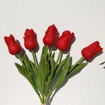 Umělá kytice tulipánů 32 cm – 5 květů