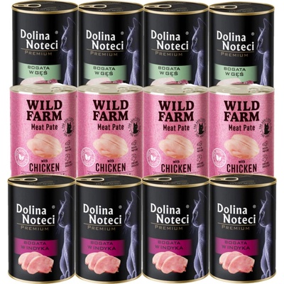 Noteć Valley Premium + WILD FARM Pate Mix 12 x 400 g
