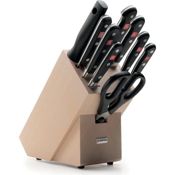 WÜSTHOF Комплект ножове с блок CLASSIC, 10 бр. , със заточващ прът, вилица за месо и ножица, Wüsthof (WU9842)