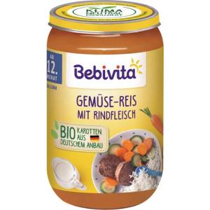 Bebivita Био Пюре Зеленчуци, ориз и телешко месо 250 гр. - 12+ месеца
