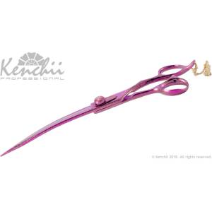 Kenchii Professional Pink Poodle - професионална извита ножица за груминг, 8 инча