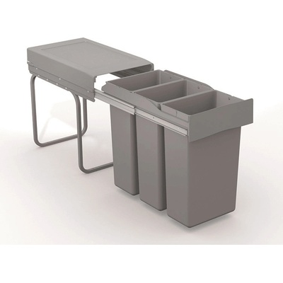 Gollinucci Výsuvný odpadkový kôš LINEA - 3 x 10 L / Šedý