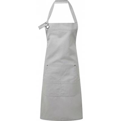 Premier Workwear Těžká odolná plátěnná zástěra s oversize očky pro upevnění kolem krku stříbrná 72x86cm PW137