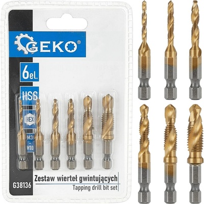 Sada závitových vrtáků HSS M3 – M10, 6 ks, Geko G38136 – Zbozi.Blesk.cz