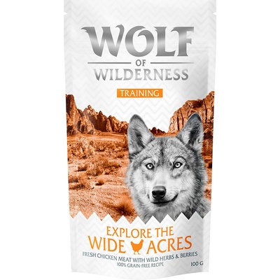 Wolf of Wilderness 3х100г Adult Explore the Wide Acres Training Wolf of Wilderness, лакомства за кучета - с пиле