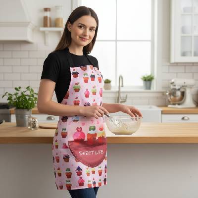 Комплект престилка с ръкохватка и ръкавица в розово