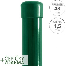 Plotový sloupek DAMIPLAST® zelený Zn + PVC, průměr 48mm, síla stěny 1,5mm, výška dle výběru Délka v mm:: 2000