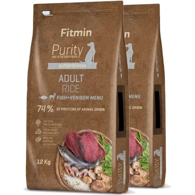 Fitmin Purity Възрастен Ориз Риба & Еленско 2 x 12 кг