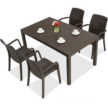 BICA Кафяви мебели от техноратан Houston/Indiana за 4 души (BC9094BR-4x9093BR)