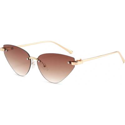 Techsuit Слънчеви очила Techsuit Premium Sunglasses (S099) - дамски, котешко око, без рамка - Златист / Кафяв (Tea)