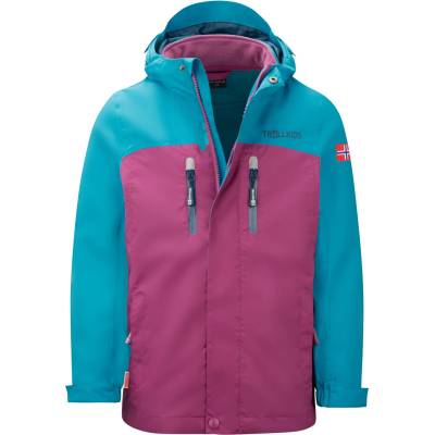 TROLLKIDS Детско 3-в-1 яке Trollkids Girl's Bryggen 3in1 Jacket 3-in-1 jacket - Bright Berry / Dark Turquoise / Madeira Blue - размер 164 (EU) (703-2231-1219)