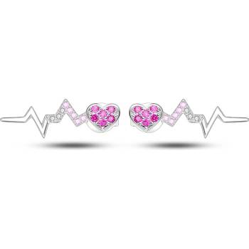 DELIS Сребърни обеци, jw586, дизайн на сърце и пулс, с родиево покритие (jw586)