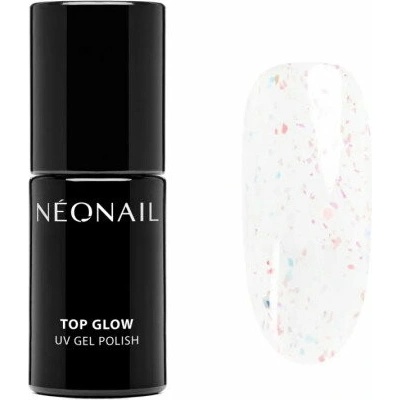 NeoNail Top Glow Shiny Flakes průhledný top se třpytkami 7,2 ml