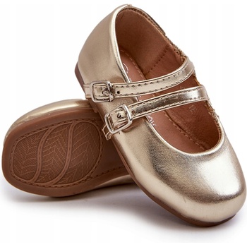 Detské balerínky s prúžkami zlaté