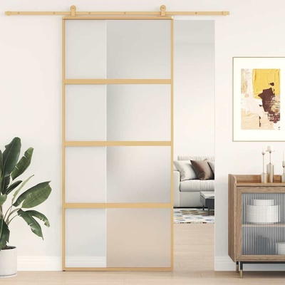 zahrada-XL Posuvné 90 x 205 cm zlaté mléčné ESG sklo a hliník 155182