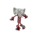 Uniq Pets Ropy Elephant - плюшена играчка за куче с въжета и пищялка, 28 см