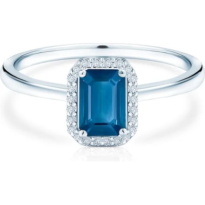 SAVICKI Годежен пръстен savicki: бяло злато. син сапфир