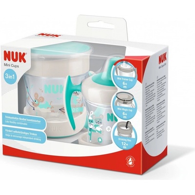 Nuk Mini Cups Set Mint/Turquoise hrnek 3 v 1 Neutral 160 ml