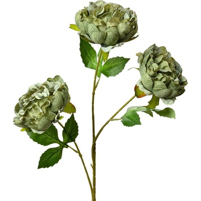 Umělá rostlina tři zelené pivoňky – 80 cm