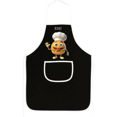 EMI Kuchyňská zástěra Burger černá