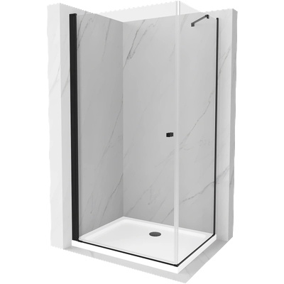Mexen Pretoria разтваряема душ кабина 90 x 80 cm, прозрачна, черна + плосък (852-090-080-70-00-4010B)