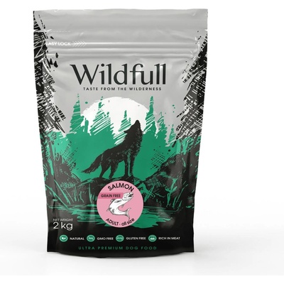 Wildfull dog salmon all size - Пълноценна суха храна за израснали кучета от всички породи, без зърно, със сьомга, 2 кг