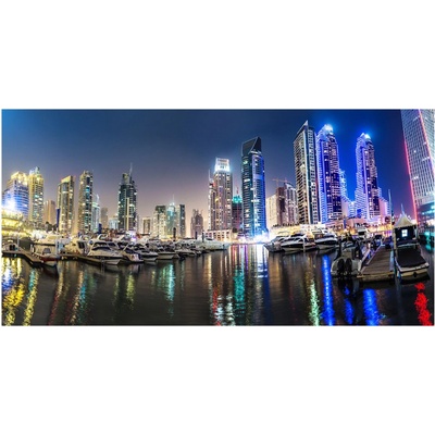Foto obraz sklenený horizontálny nočné Dubai 100x50 cm