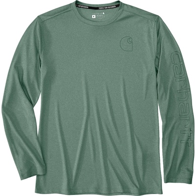 Carhartt WIP Мъжка блуза с дълъг ръкав Carhartt Force Sun Defender Relaxed L/S Logo Longsleeve - Green Slate Heather - размер M (216-8571-0312)