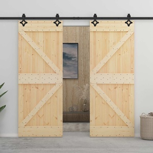 vidaXL Преплъзваща се врата 2 бр. 100 x 210 cm Естествено и черно (3444886)