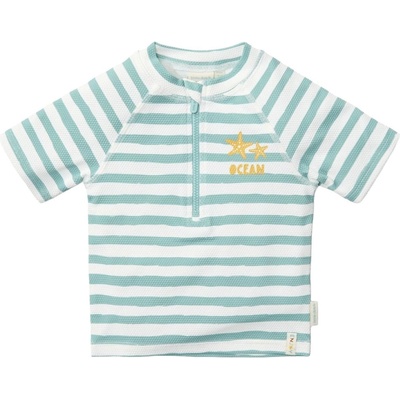 Little Dutch Бебешко горнище на бански Little Dutch - Тениска с къс ръкав, Stripes Surf Blue, 62/68 cm, 2-6 м (CL25038421)
