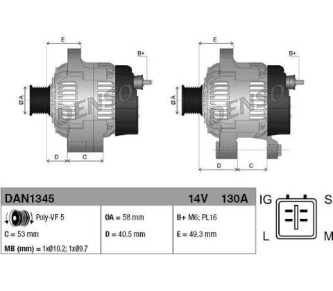 Alternátor DENSO DAN1345