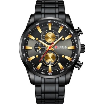Curren Мъжки часовник Curren Orrery, Хронограф, Неръждаема стомана, Кварцов, Черен/Златист (CURREN-8351-BLACK-GOLD)