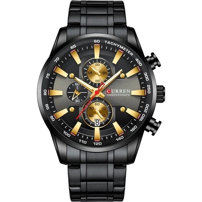 Curren Мъжки часовник Curren Orrery, Хронограф, Неръждаема стомана, Кварцов, Черен/Златист (CURREN-8351-BLACK-GOLD)