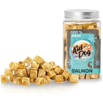 KIDDOG Super Premium 100% freeze dried SALMON CUBES čisté maso z lososa sušené mrazem 80 g