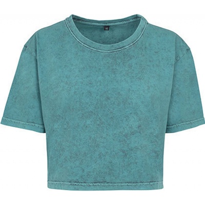 Built your Brand Cropped Acid-Washed Petrolejová