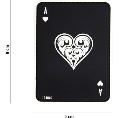 Gumová nášivka 101 Inc Ace of Hearts - čierna