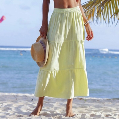 Blancheporte mušelínová dlhá volánová sukňa žltá