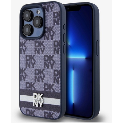 DKNY Заден капак от PU кожа с кариран десен и райе за iPhone 15 Pro Max Blue DKNY DKNY | Sin | МЪЖЕ | UNI
